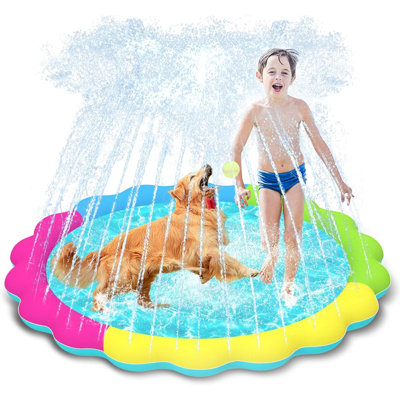 Dog Pool Anti Slip Splash Sprinkler Pad For Dogs Thickened Durable Upgrade Bath Pool Pet Summer Outdoor Water Toys Backyard Fountain Play Mat Colorful