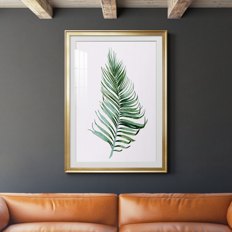 Sage Frond II - peinture encadrée, H 30,5 po x l 42,5 po x P 1,5 po, Or