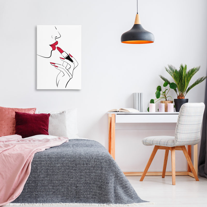 Art mural sur toile, "Red Lips" par Martina Pavlova, H 30 po x l 20 po