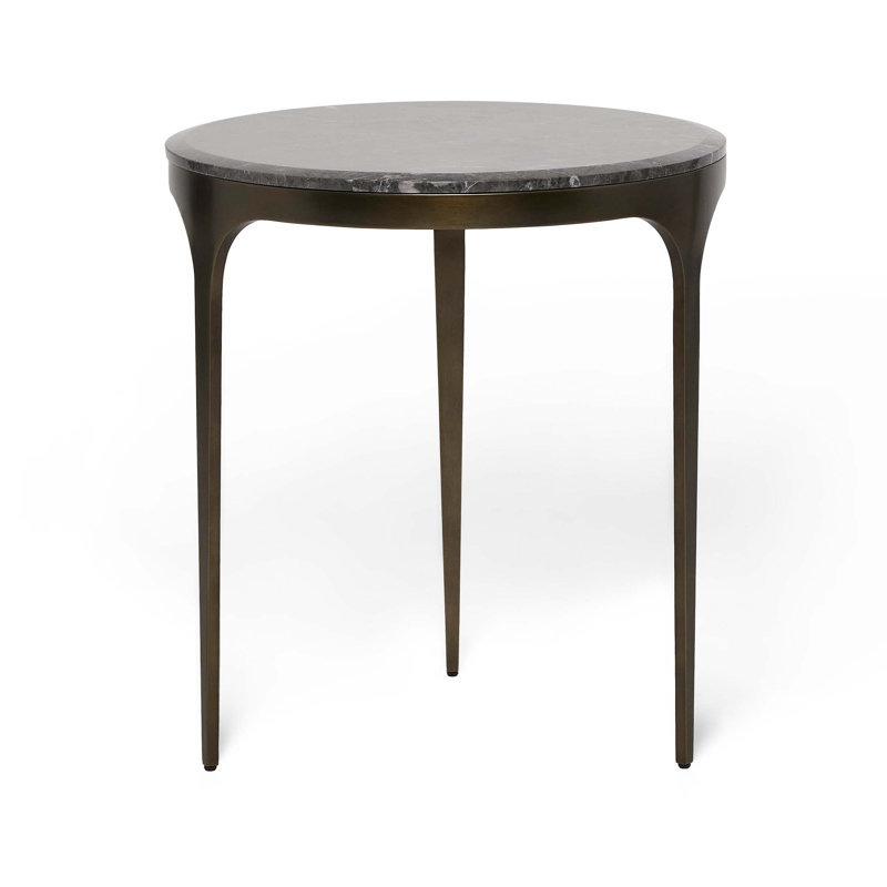 Camilla Marble End Table, Matte Black, Terra Brown, 22" H x 20" W x 20" D