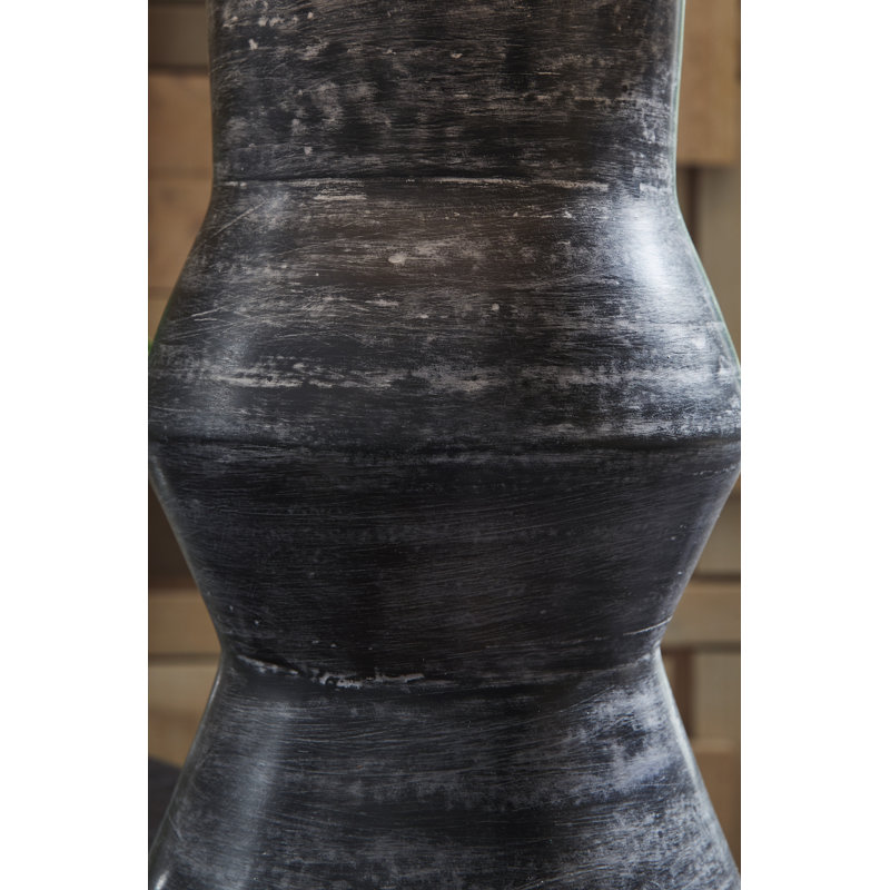 Kerbert Black Terracotta Table Lamp with Drum Shade