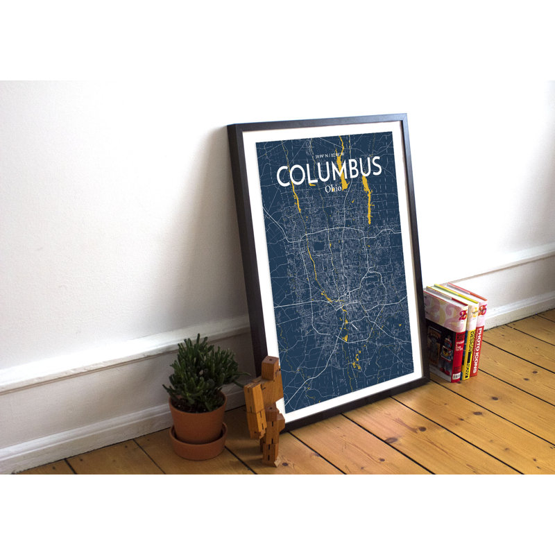 Columbus City Map - No Frame Print, 43.2 cm H x 27.9 cm W x 0.1cm D