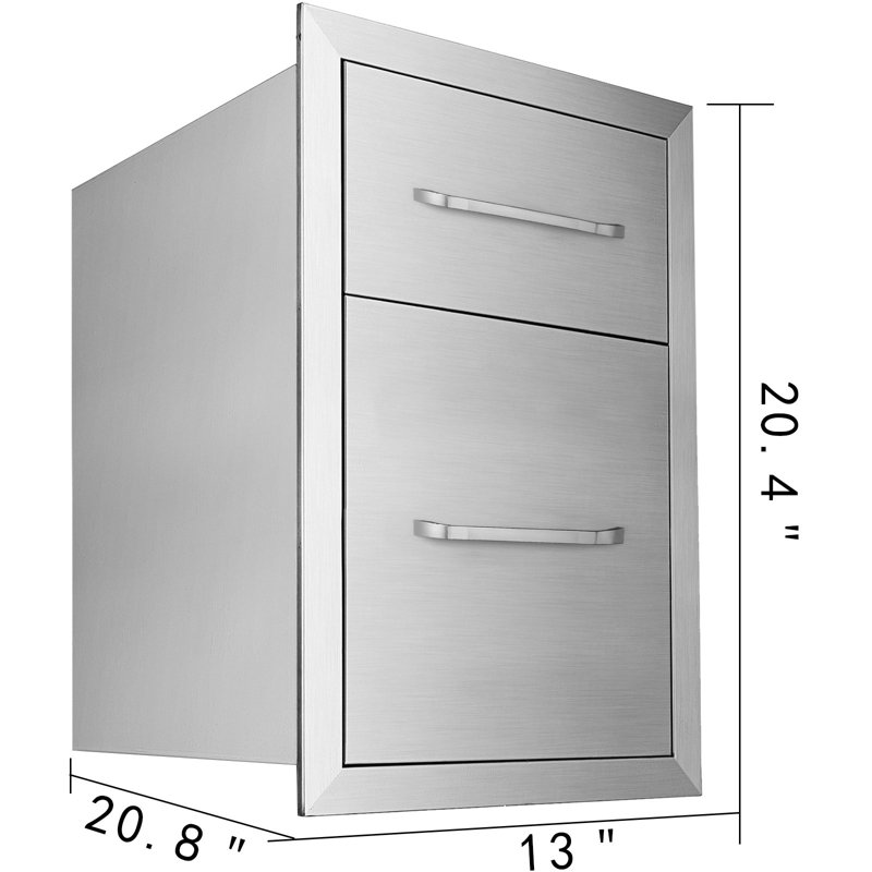 VEVOR 13'' Stainless Steel Outdoor Kitchen Triple Storage Drawers