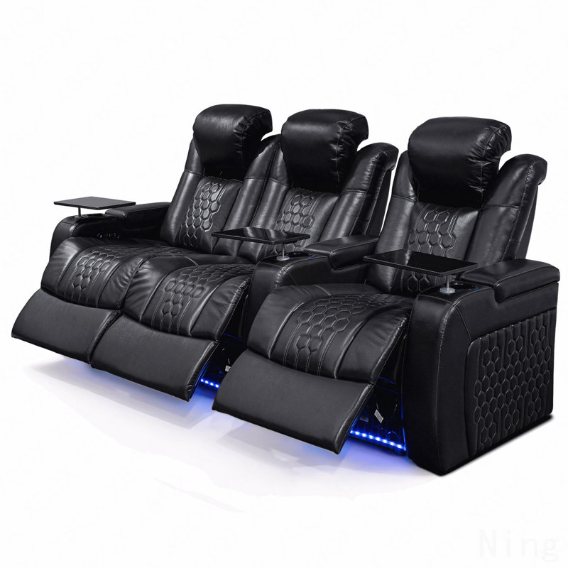 Ensemble de fauteuil inclinable électrique 93,3 po Nappa à haut rendement - 3 lumières DEL RVB, charge intelligente, entièrement réglable