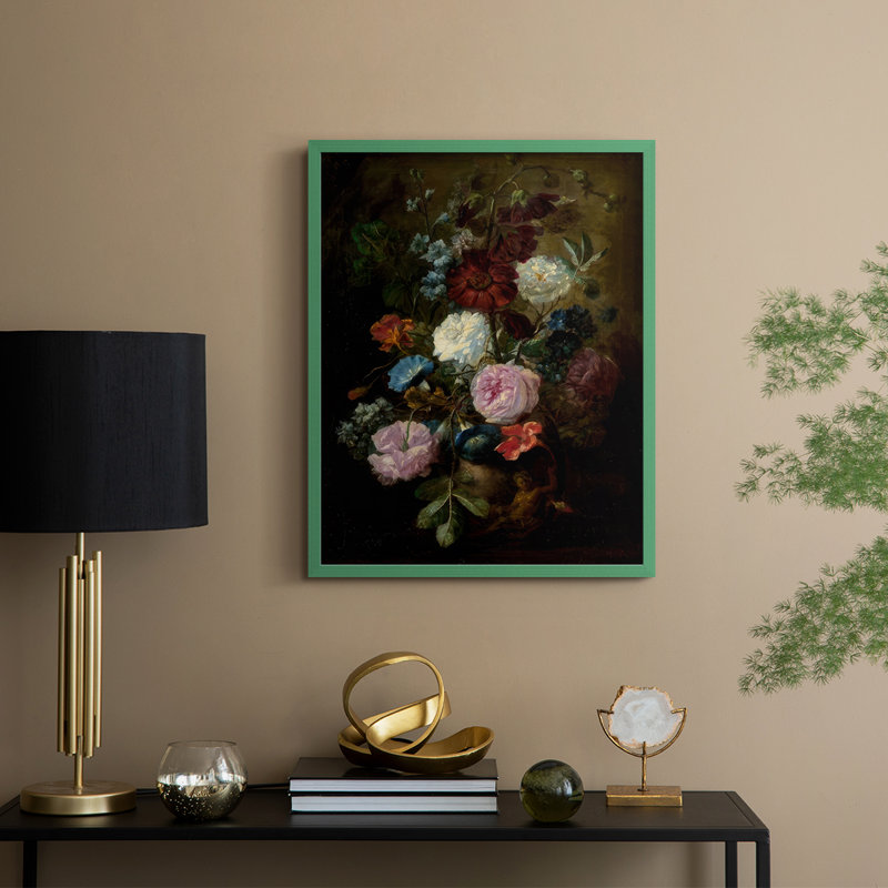 Impression encadrée Demure Dutch Floral II - bois massif, H 21 po x l 17 po, Vert