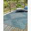 Tapis rayé en polypropylène tissé à la machine intérieur / extérieur gris / bleu-400190678
