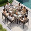 Chaises de salle à manger d'extérieur empilables en aluminium avec finition grain de bois (ensemble de 6)-131298519