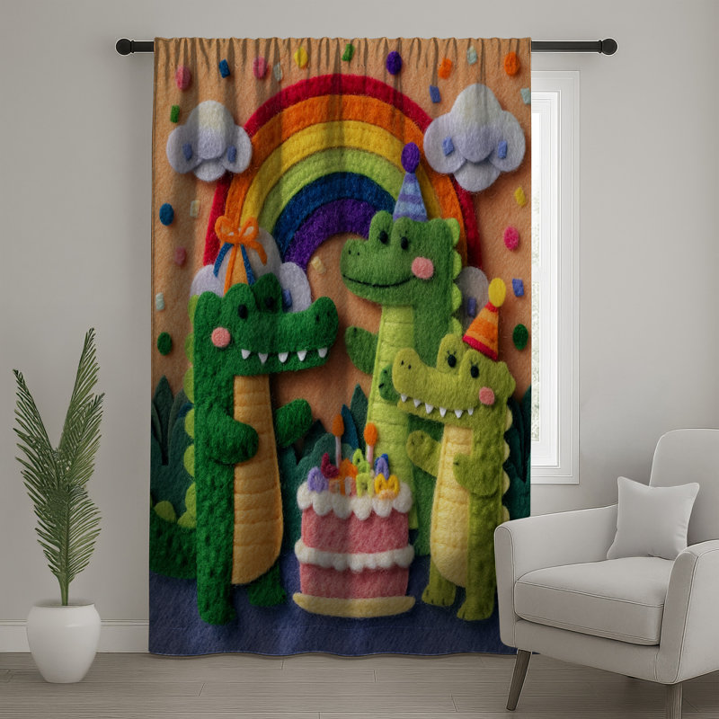 Rideaux de fenêtre en crocodile Felt Birthday Party, 50 po x 80 po - 1 panneau, Blocage