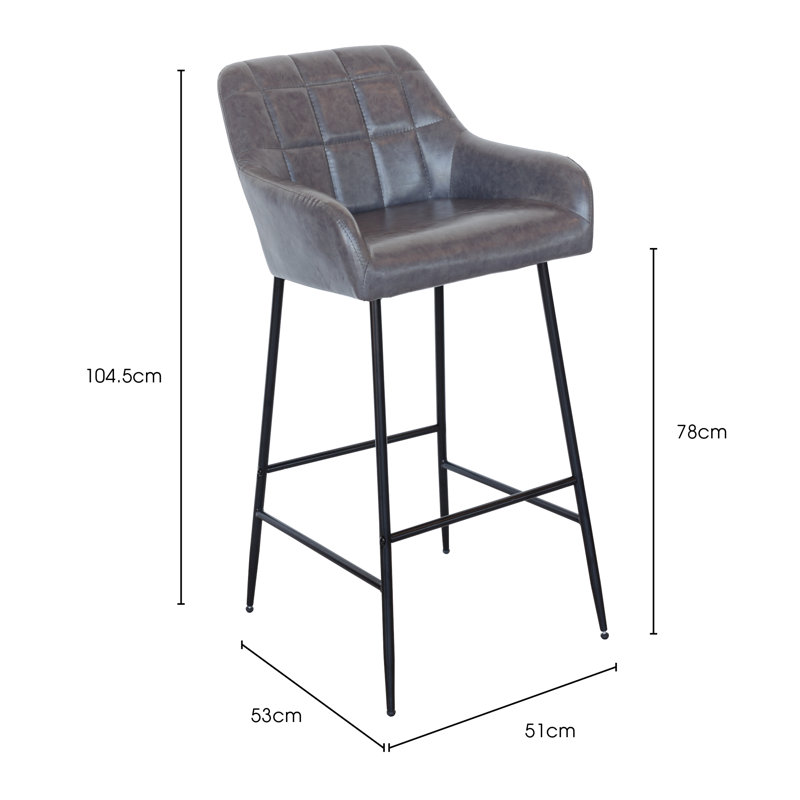 Moralez Upholstered Counter Stool with Metal Frame, Grey