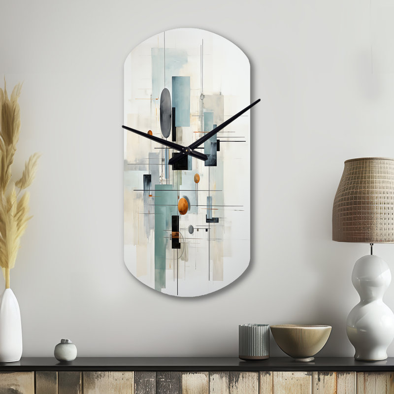 Horloge murale asymétrique en métal gris, Petit