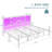 Vintage Metal Bed Frame with LED Lights, Storage Headboard & 10.2" Under Bed Storage, Noise-Free Sturdy Platform Bed-1942854026-1942854036