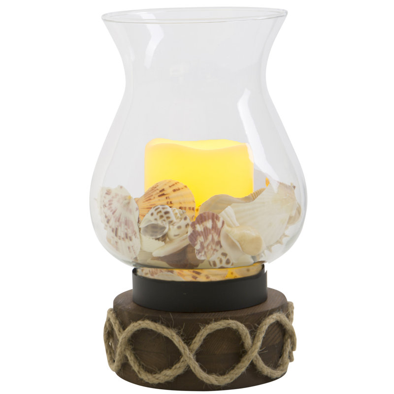 9.84'' H Glass Tabletop Hurricane with Candle Included