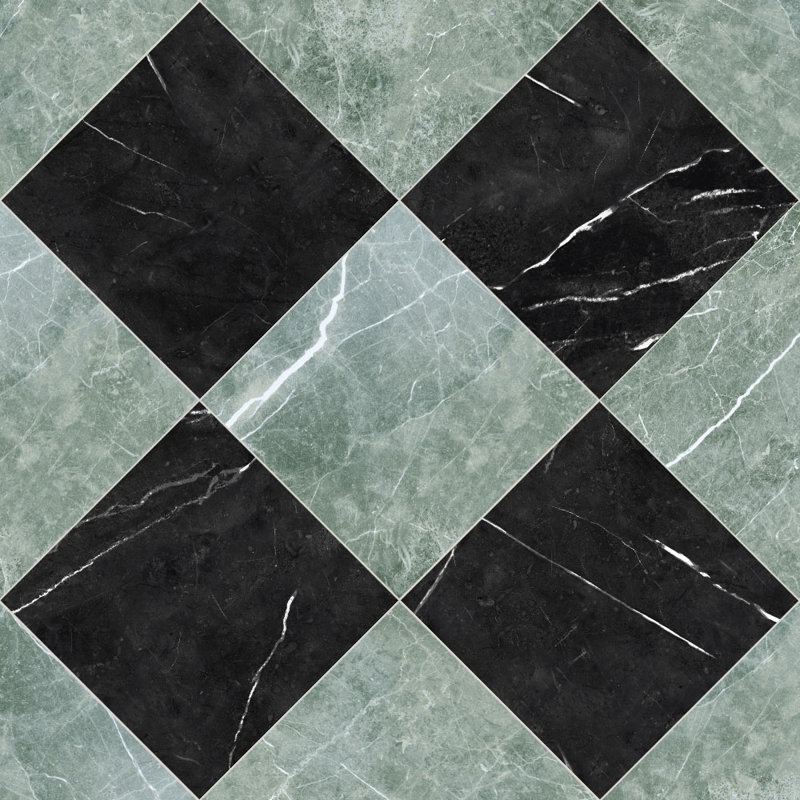 Tavari damier 10X10 Marquina et Verde, Vert / noir