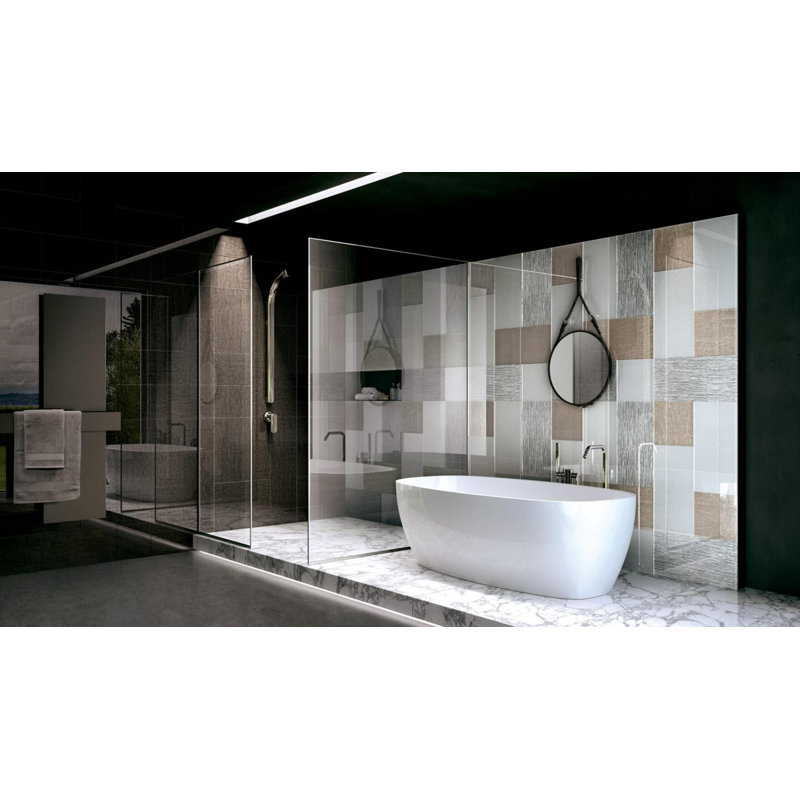 Tela White 23.38" x 23.38" Decorated Glass Tile