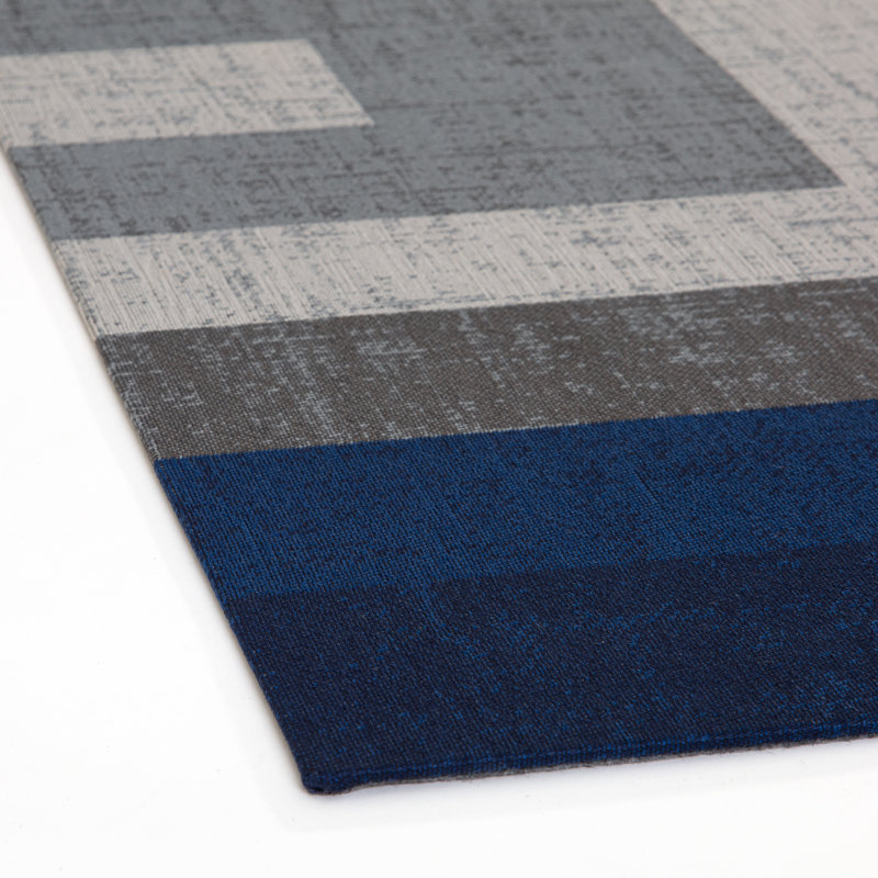 Ponca Blue and Gray Rectangular Office Chair Mat