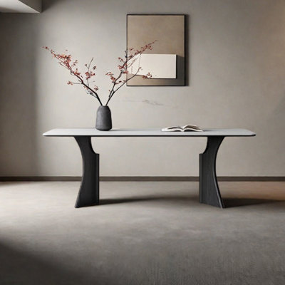 Unique sintered stone ash dining table