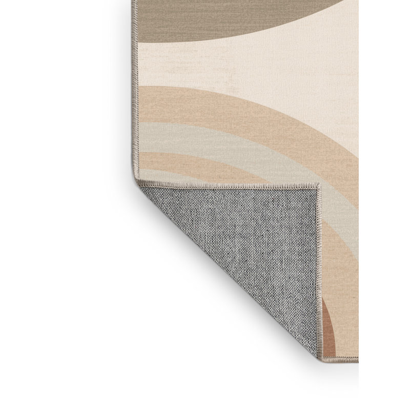 Machine Washable Pavlo Modern & Contemporary Arc Rug in Beige – Beige Binding, 2 x 5