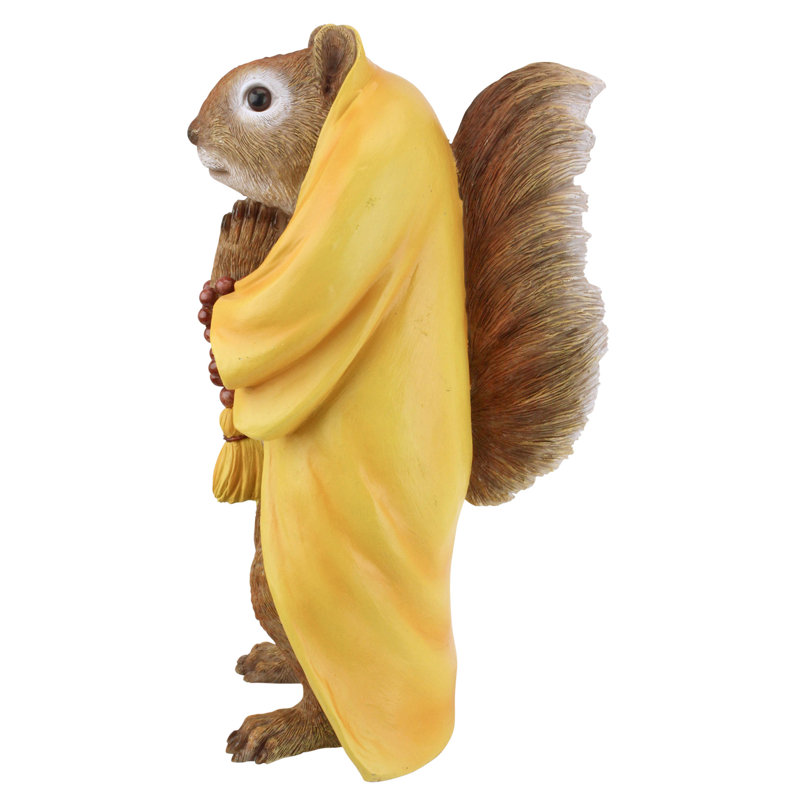 Sensei Monk Zen Squirrel Garden Statue