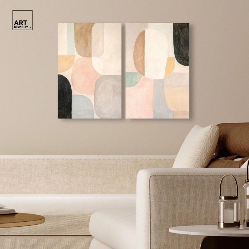 «Soft Cubism Set», reproduction d'art sur toile, ensemble de décorations murales dorées par Art Remedy, 16 x 24