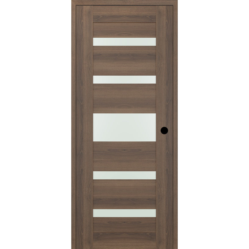 Porte battante intérieure simple en bois manufacturé et en verre givré Avon 07-05, Pecan Nutwood, 35,875 po x 79,37 po
