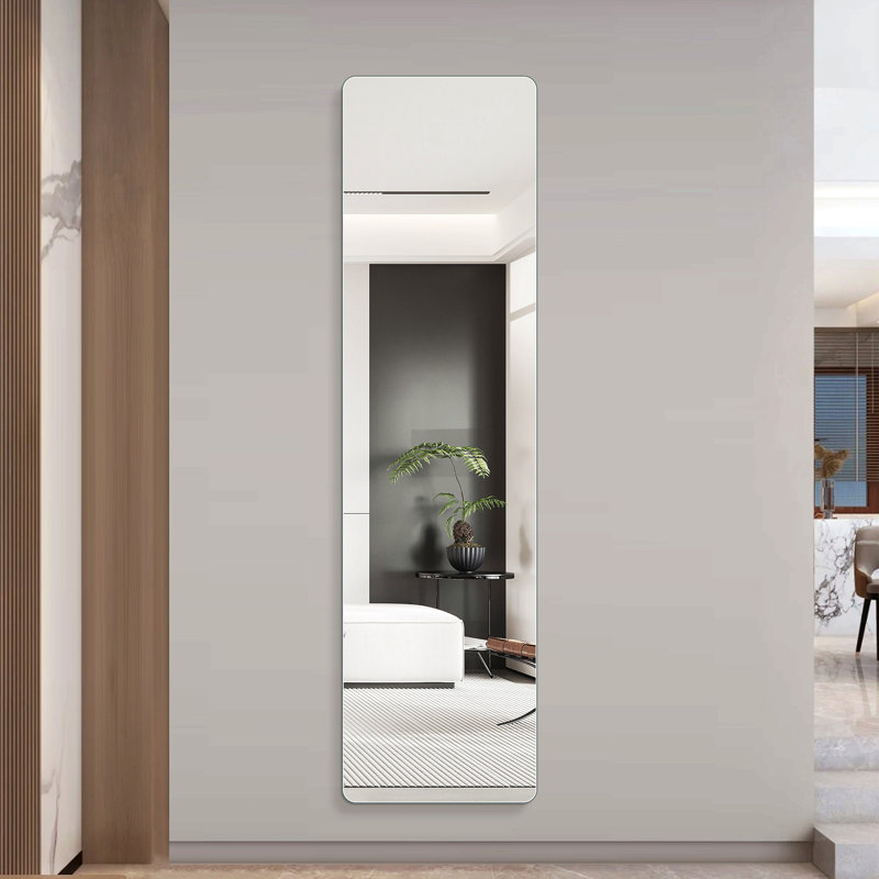 59 po X 16 po Miroir mural rectangulaire pleine longueur, miroir en verre argenté sans cuivre de 5 mm pour la chambre à coucher et le placard, support incassable