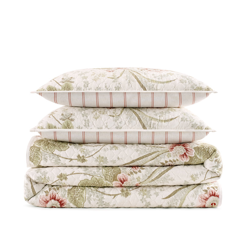 Ensemble de courtepointe 100% coton Waverly Stonington, Courtepointe très grand + 2 taies décoratives