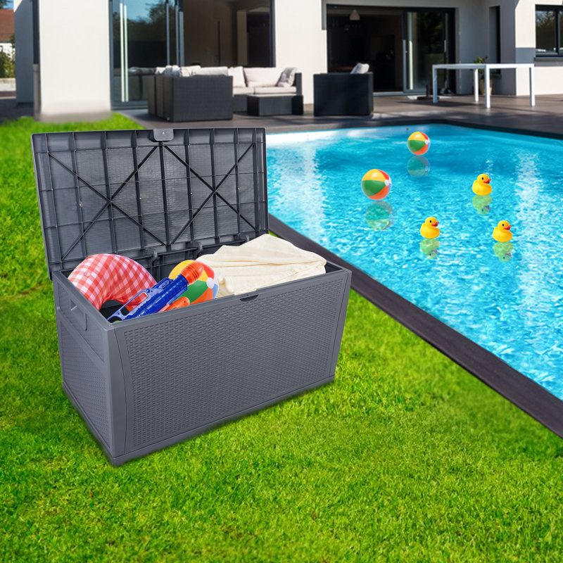 Dakota Fields Almedia 120cm W 460L Water Resistant Plastic Lockable Deck Box, Grey