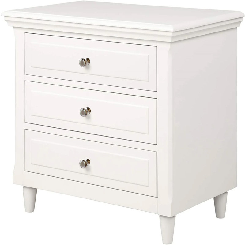 21.65'' W Nightstand, 3 - Drawer Nightstand, Bed Side Table Wood Nightstand Small Bedside Table And Dresser