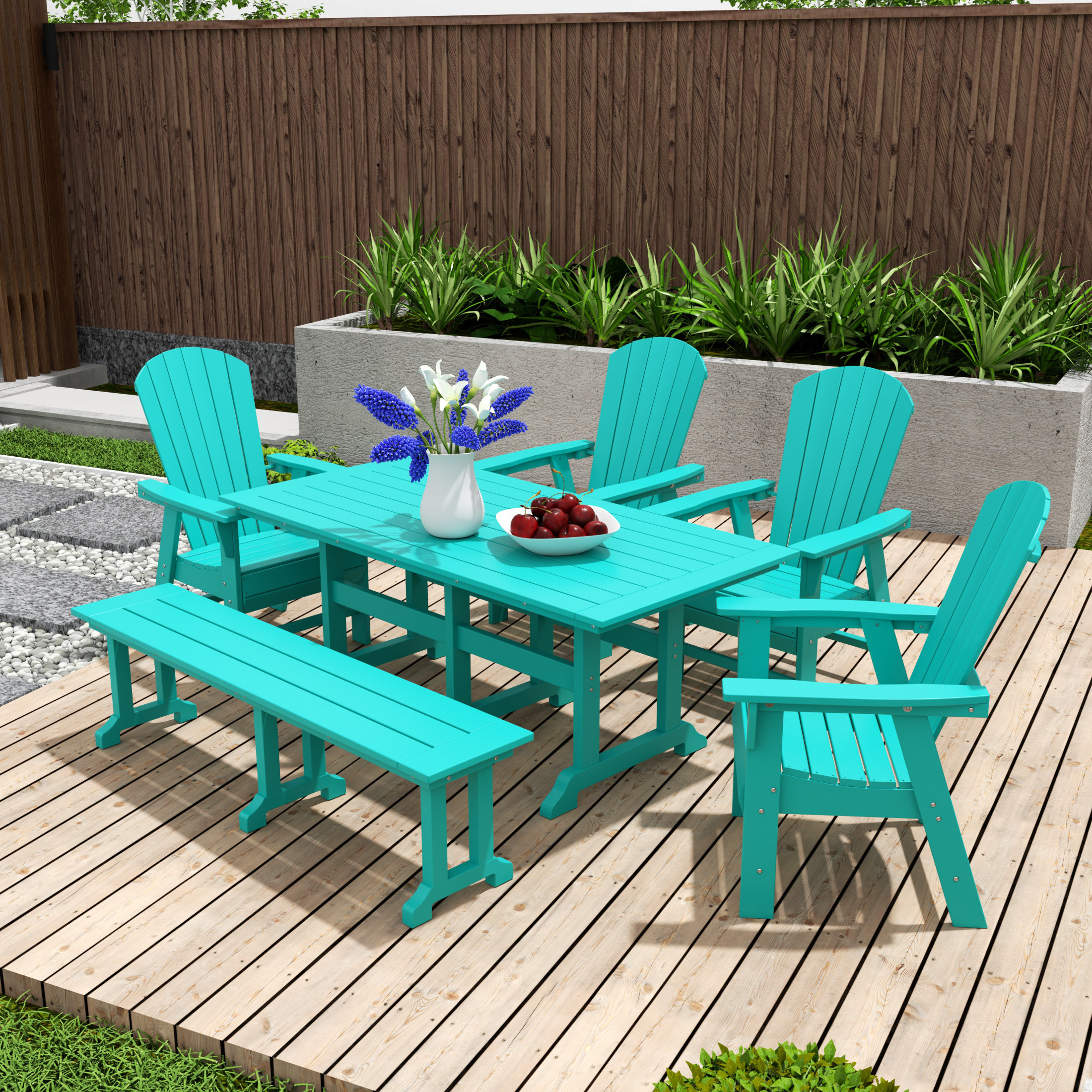 Beachcrest Home Arnone 6 Person Rectangular Outdoor Dining Set