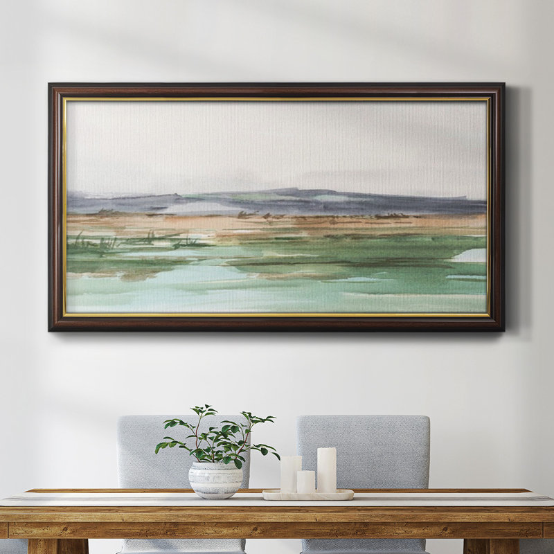 «Serene Mountain View I», peinture sur toile à cadre unique, H 25 po x l 45 po x P 1 po