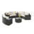 11 Half-Moon Sectional Outdoor Patio Furniture - With Tempered Glass Coffee Table, Washable Cushion Covers, For Fun Time Round Breathable Cushions, Water , Seating-40090447