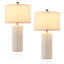 Lampe de table 21 po moderne en céramique texturée avec abat-jour en lin-2009893742