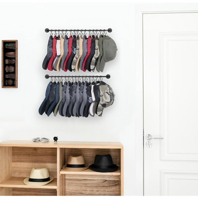 Set of 2 Wall-Mounted Hat Racks, 30-Hook Hat Organizer & Storage Holder