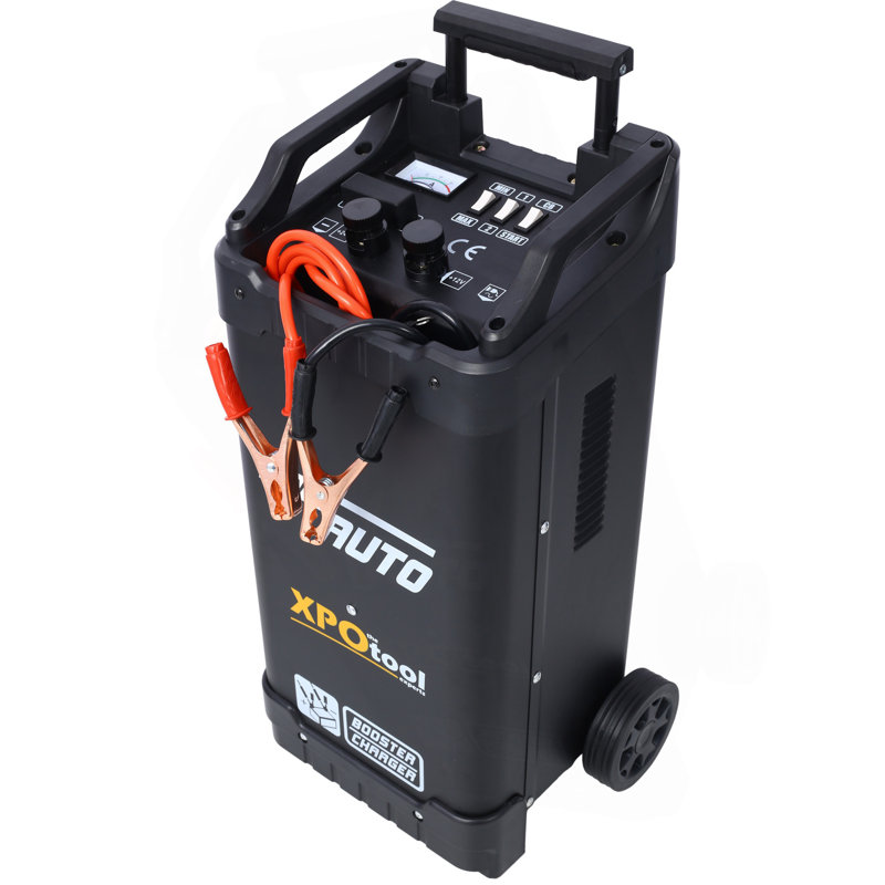 Chargeur de batterie à roulettes 12V et 24V Entièrement maintenateur de batterie automobile Sauter le cadran de démarrage avec poignée télescopique