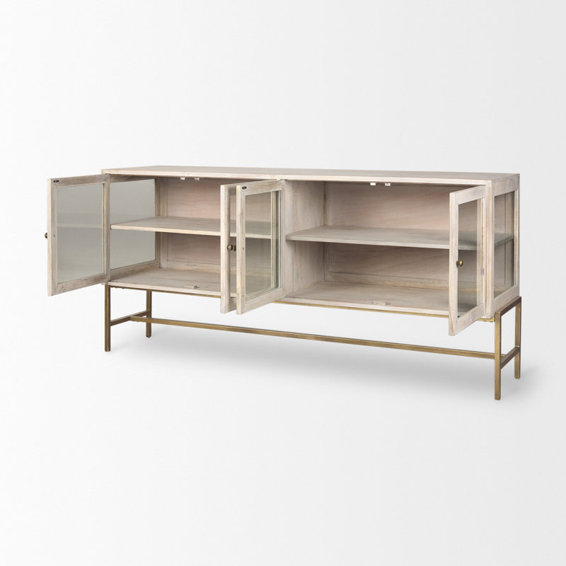 Arelius 70'' W Solid Wood Sideboard, Gold/White