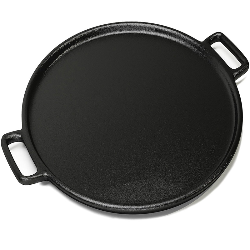 Home-Complete 14-Inch Pre-Seasoned Cast Iron Pizza Pan for Oven, Stovetop, or Grill Use