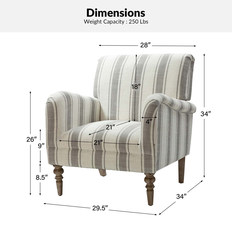 Fauteuil Ariana l 29,5 po Farmhouse, Polyester gris