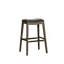 Tabouret de bar de 30 po de hauteur, finition gris patiné, siège en cuir noir-1885651535