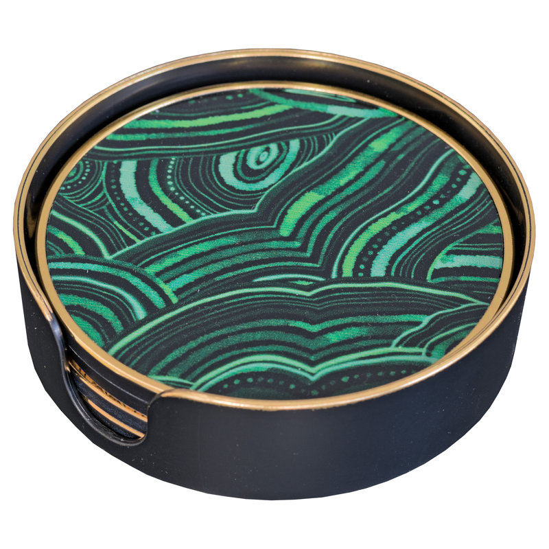 LLB- Round coaster setof 4 Malachite