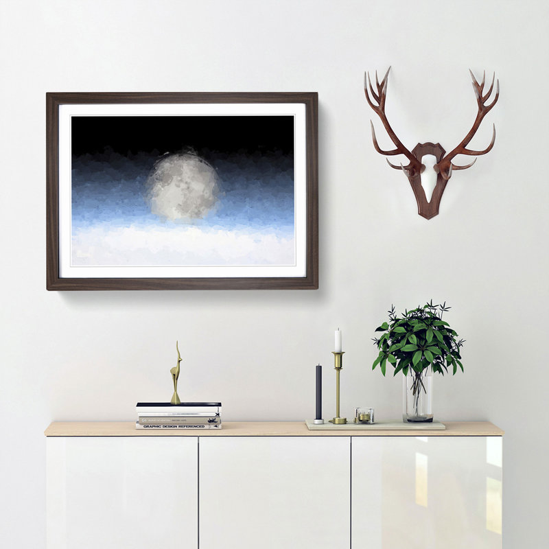 The Moon Above in Abstract - Picture Frame Graphic Art Print, Walnut Framed, 36cm H x 48cm W x 2cm D