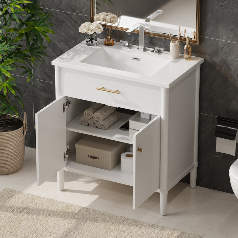 Bathroom Vanity With Sink, White