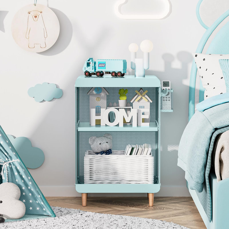 Cute Bedside Nightstand Table, Mint Green
