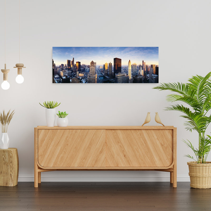 États-Unis, Illinois, Chicago, lever de soleil, architecture contemporaine, art mural urbain, H 12 po x l 36 po