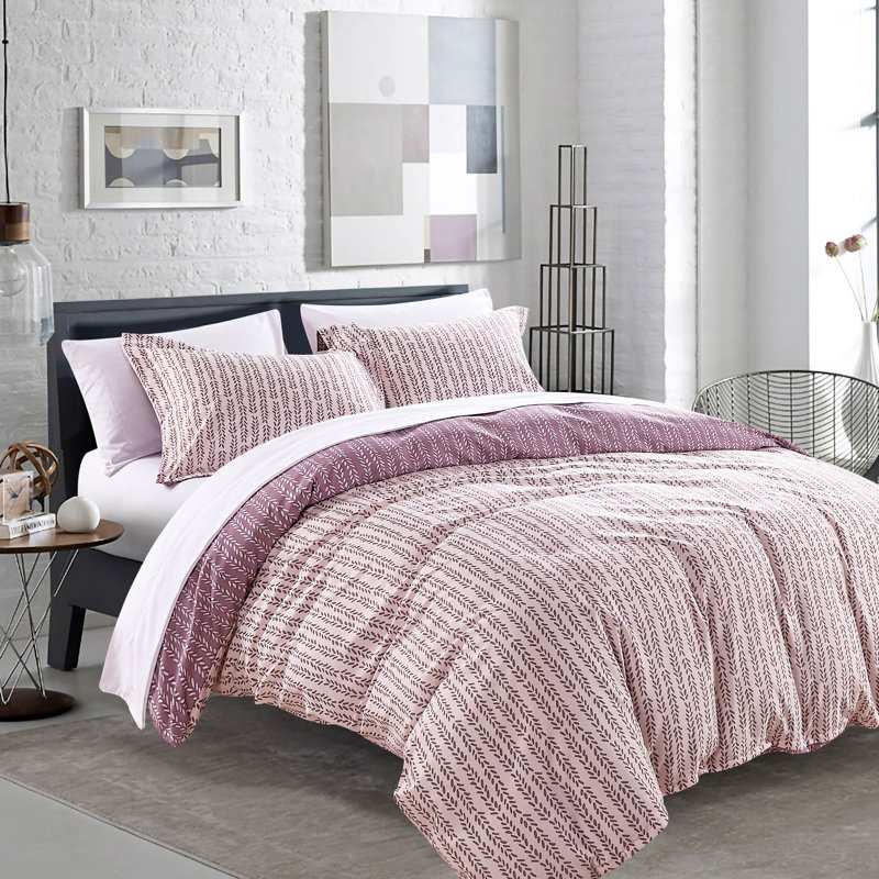 Ensemble de housse de couette réversible à motif de vignes charmantes Vilano Choice, Brun