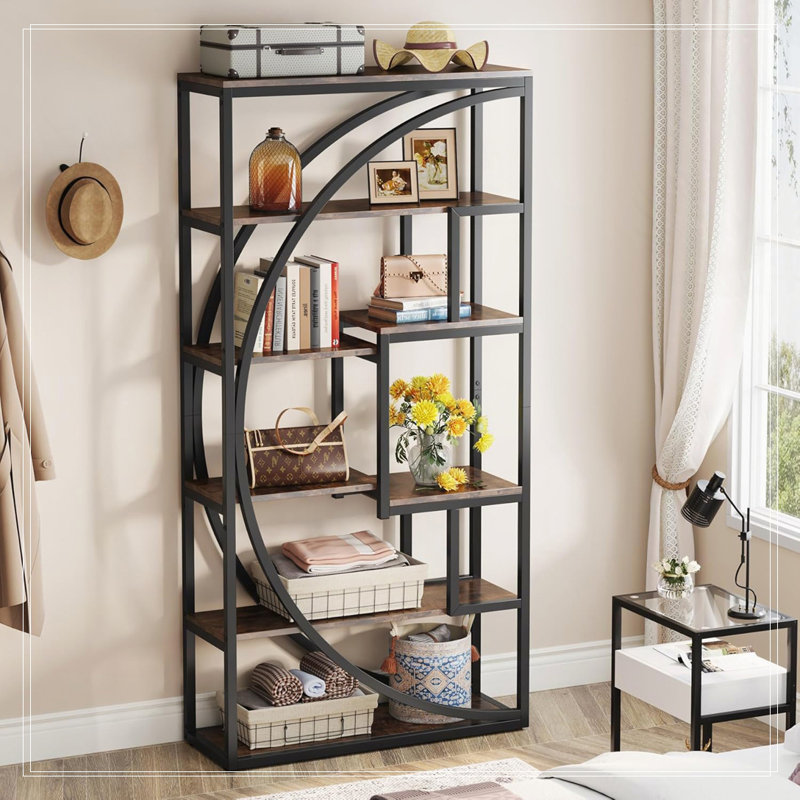 Étagère de rangement 70 niveaux à 5 niveaux avec rangement à 8 tablettes, Brun rustique