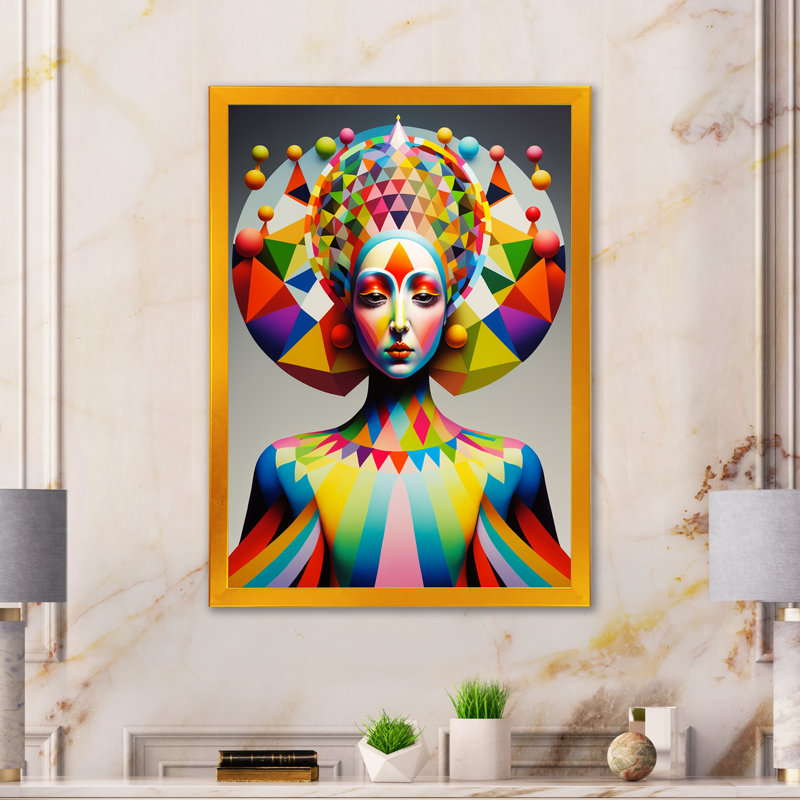 " Abstract Rainbow Portrait VI ", 44" H x 34" W x 1.5" D, Gold Picture Framed