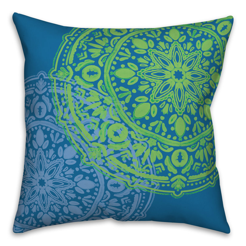 Housse et insert de coussin extérieur d'extérieur, Bleu, Floral 7