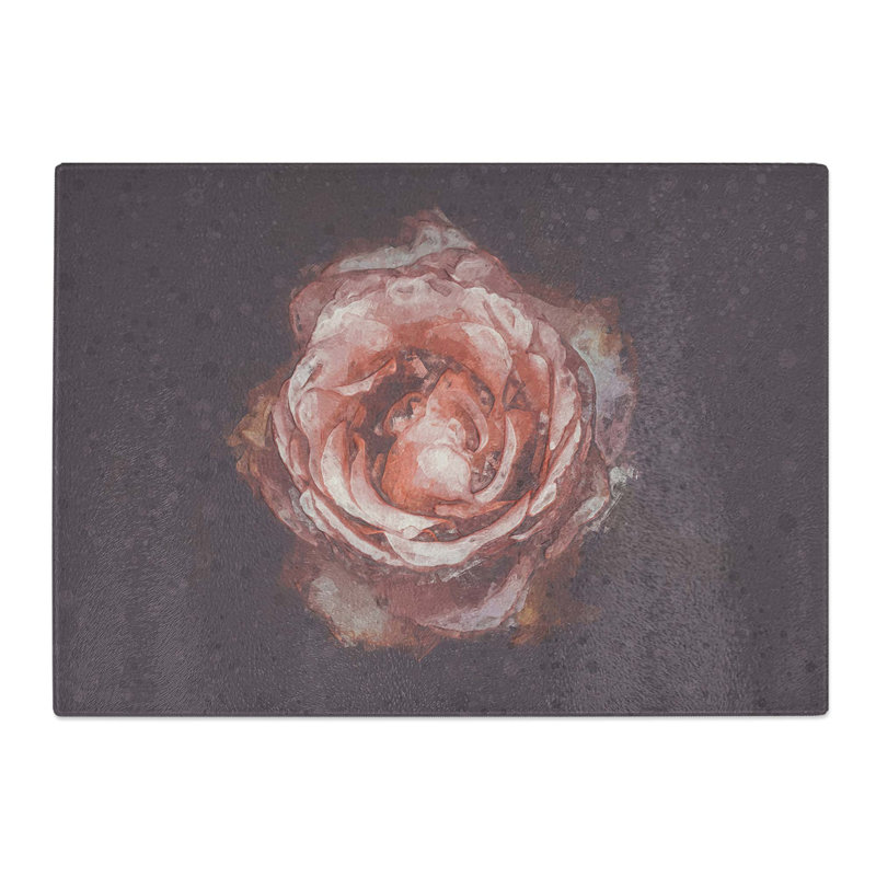 Tempered Glass Tipped Rose Flower Chopping Board, 39 cm W x 28.5 cm L