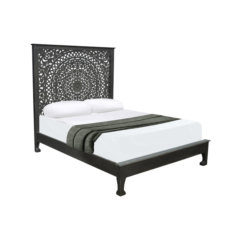 Bianca Solid Wood Low Profile Standard Bed, Queen, Black