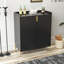 Armoire 2 portes avec support à vin, tablette de rangement réglable, buffet moderne avec charnière à fermeture douce-1107096857